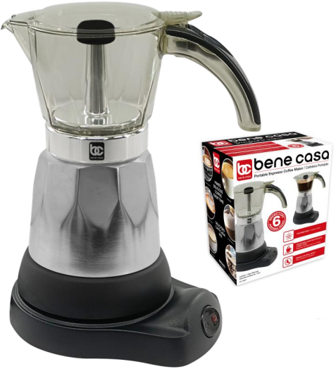 CAFETERA ELECTRICA PLATEADA BRILLO DE 6 TAZAS BC-58807