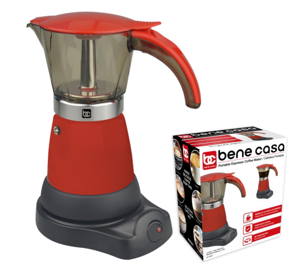 CAFETERA ELECTRICA ROJA 3 TAZAS BC-95514