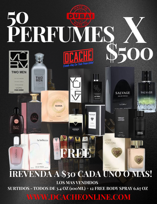 50 PERFUMES ARABES POR $500 + 12 FREE BODY SPRAY