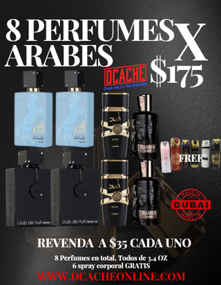 8 Perfumes Arabes (HOMBRE) + 6 Spray Corporal GRATIS x $175