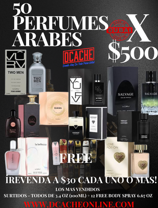 50 PERFUMES ARABES POR $500 + 12 FREE BODY SPRAY